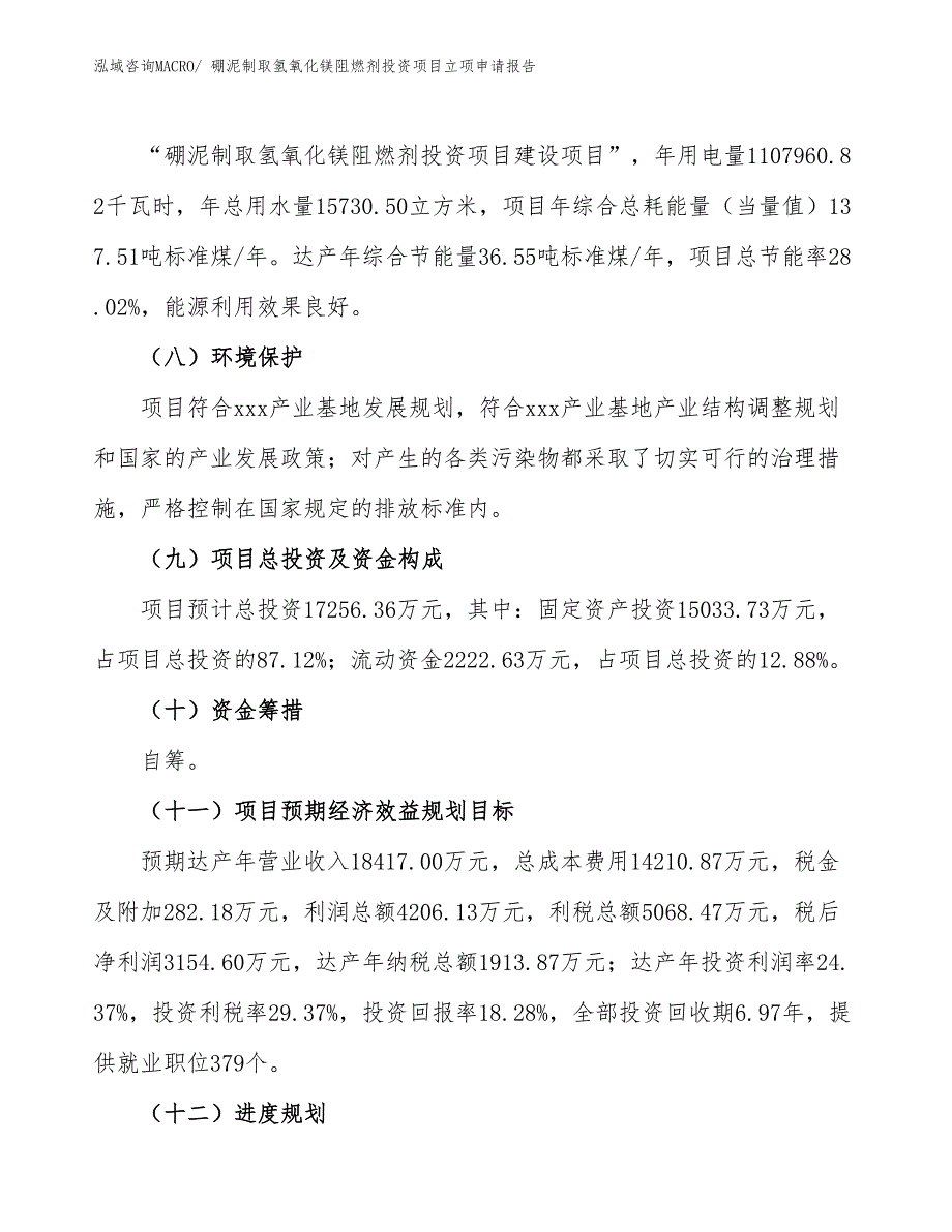 硼泥制取氢氧化镁阻燃剂投资项目立项申请报告_第3页