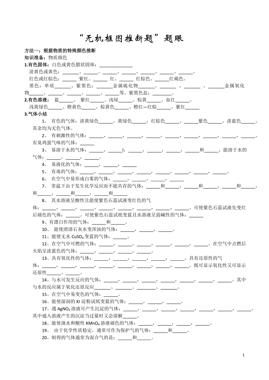 无机框图推断题题眼集锦_第1页