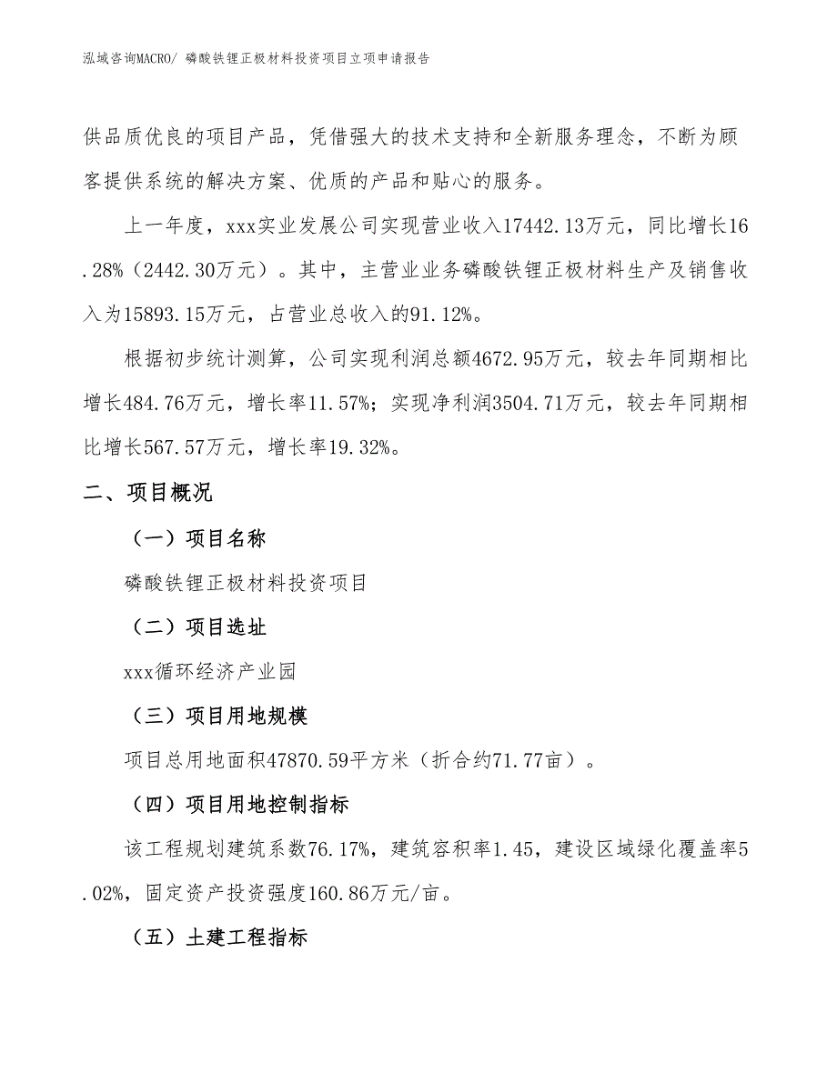 磷酸铁锂正极材料投资项目立项申请报告_第2页