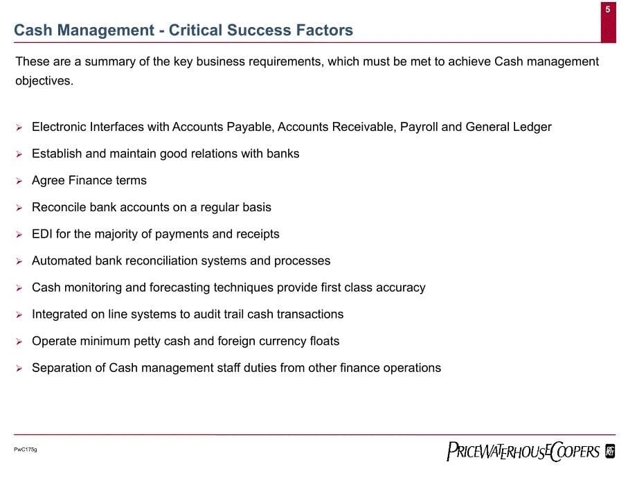 pwc的全球最佳财务实践fin-cm best practice financial processes cash management_第5页