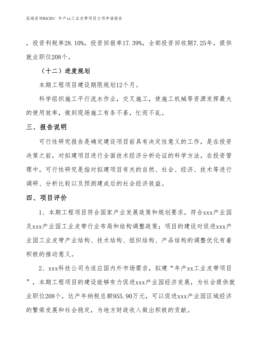 年产xx工业皮带项目立项申请报告_第4页