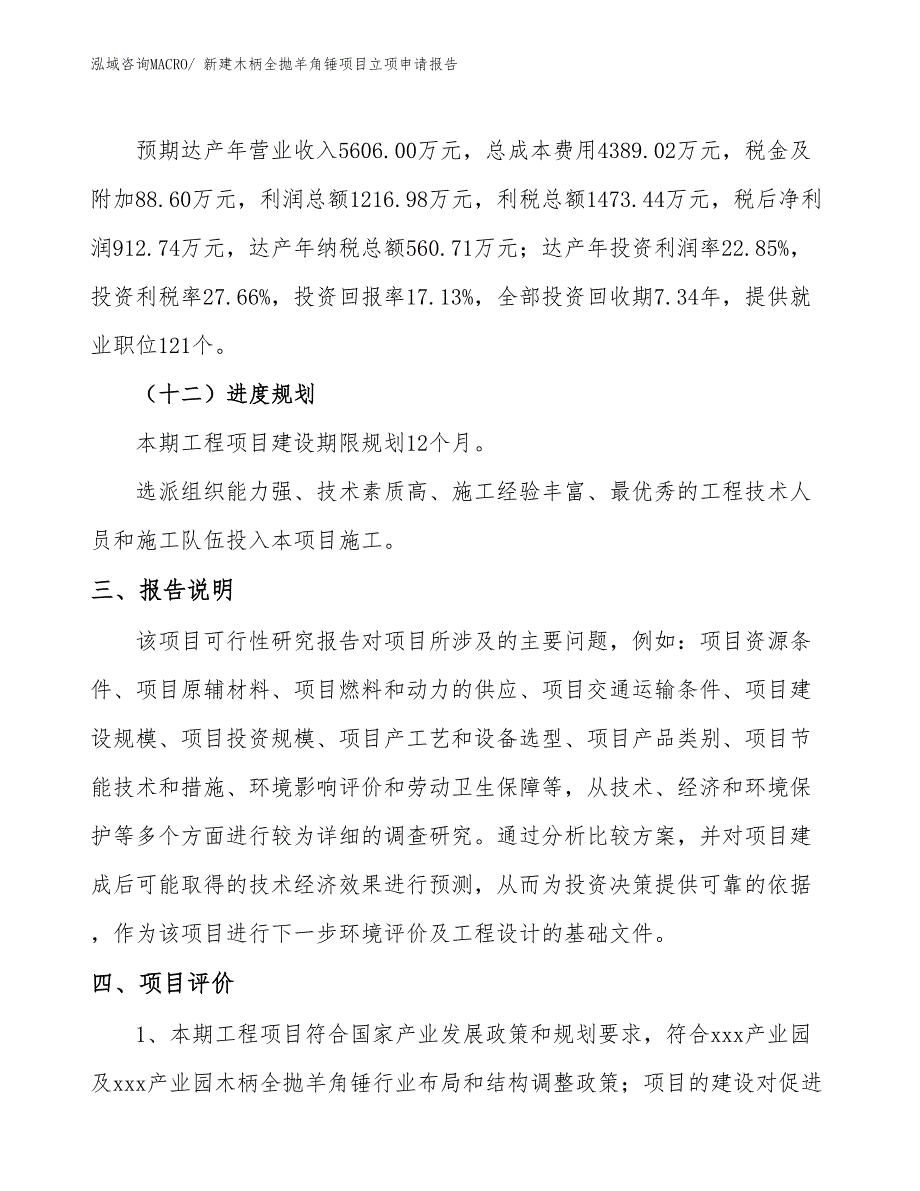 新建木柄全抛羊角锤项目立项申请报告_第4页