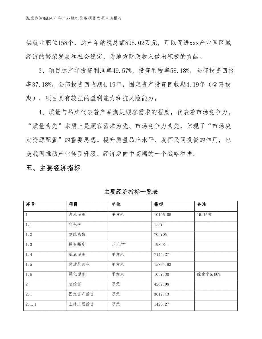 年产xx煤机设备项目立项申请报告_第5页