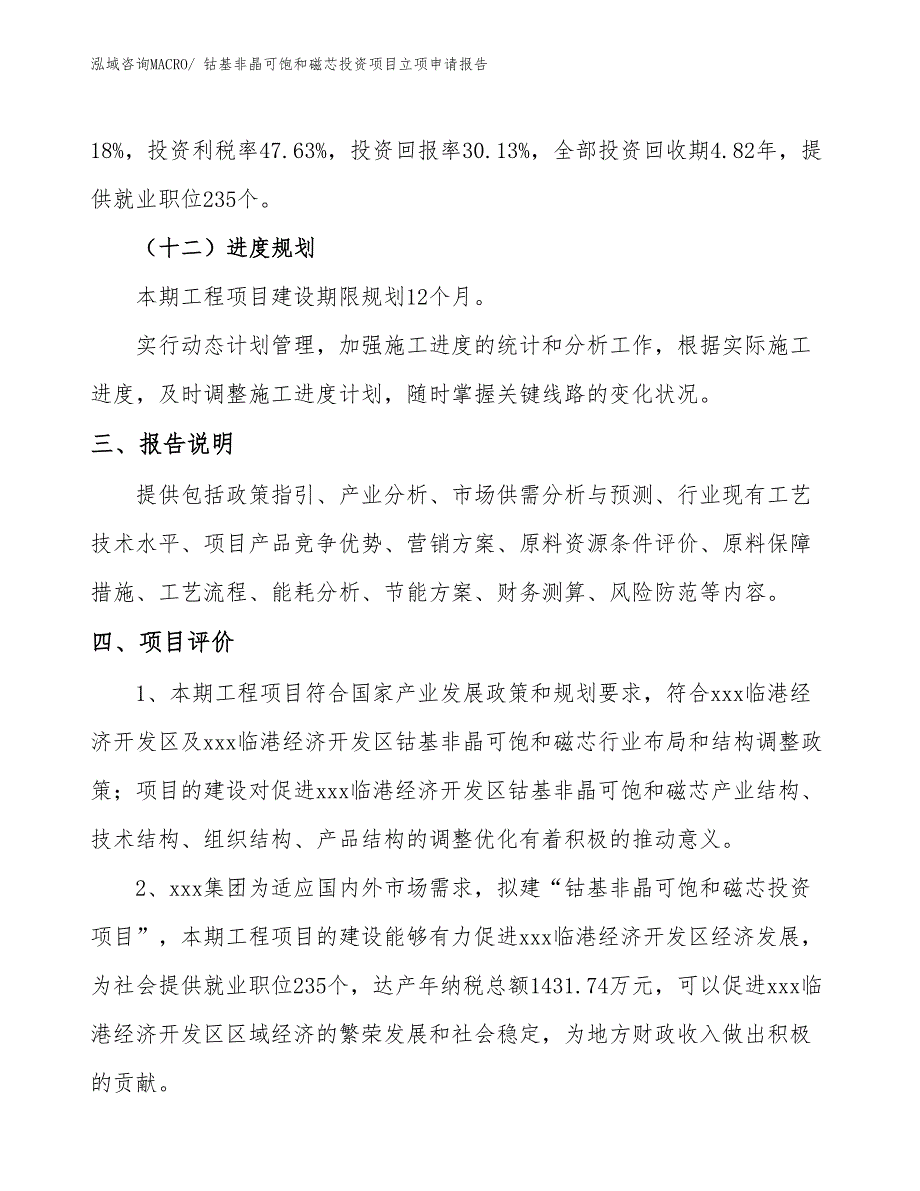 钴基非晶可饱和磁芯投资项目立项申请报告_第4页