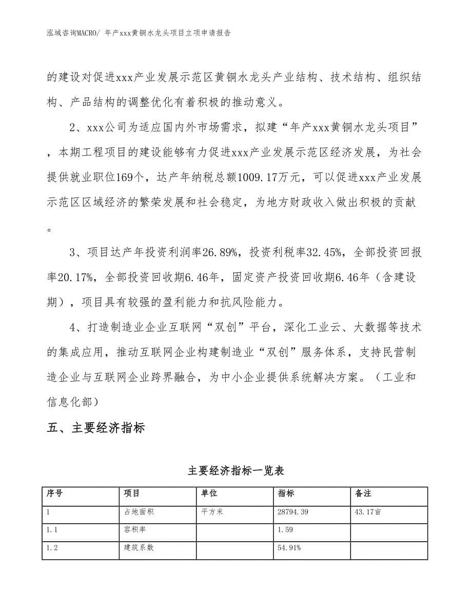 年产xxx黄铜水龙头项目立项申请报告_第5页