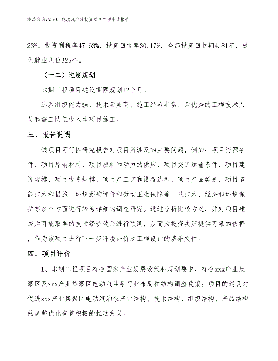 电动汽油泵投资项目立项申请报告_第4页