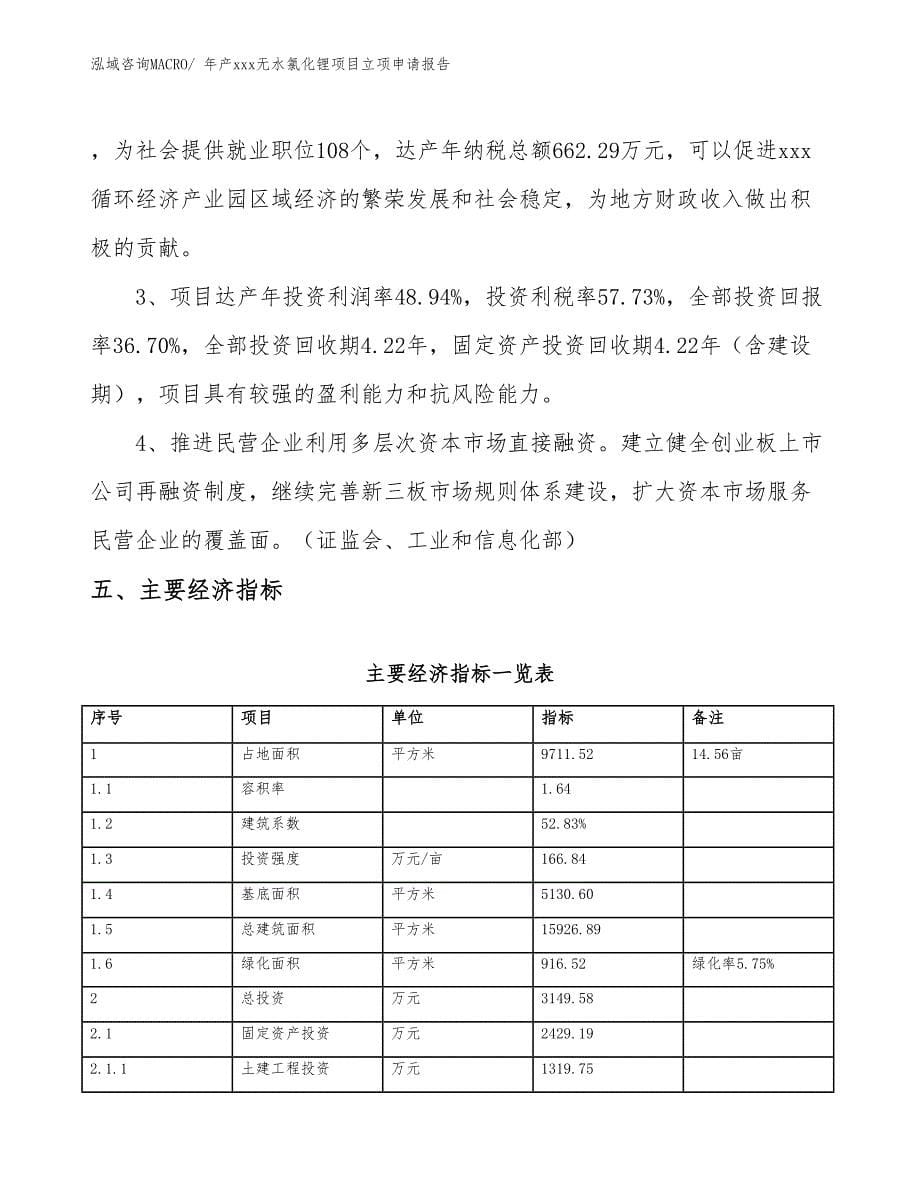 年产xxx无水氯化锂项目立项申请报告_第5页