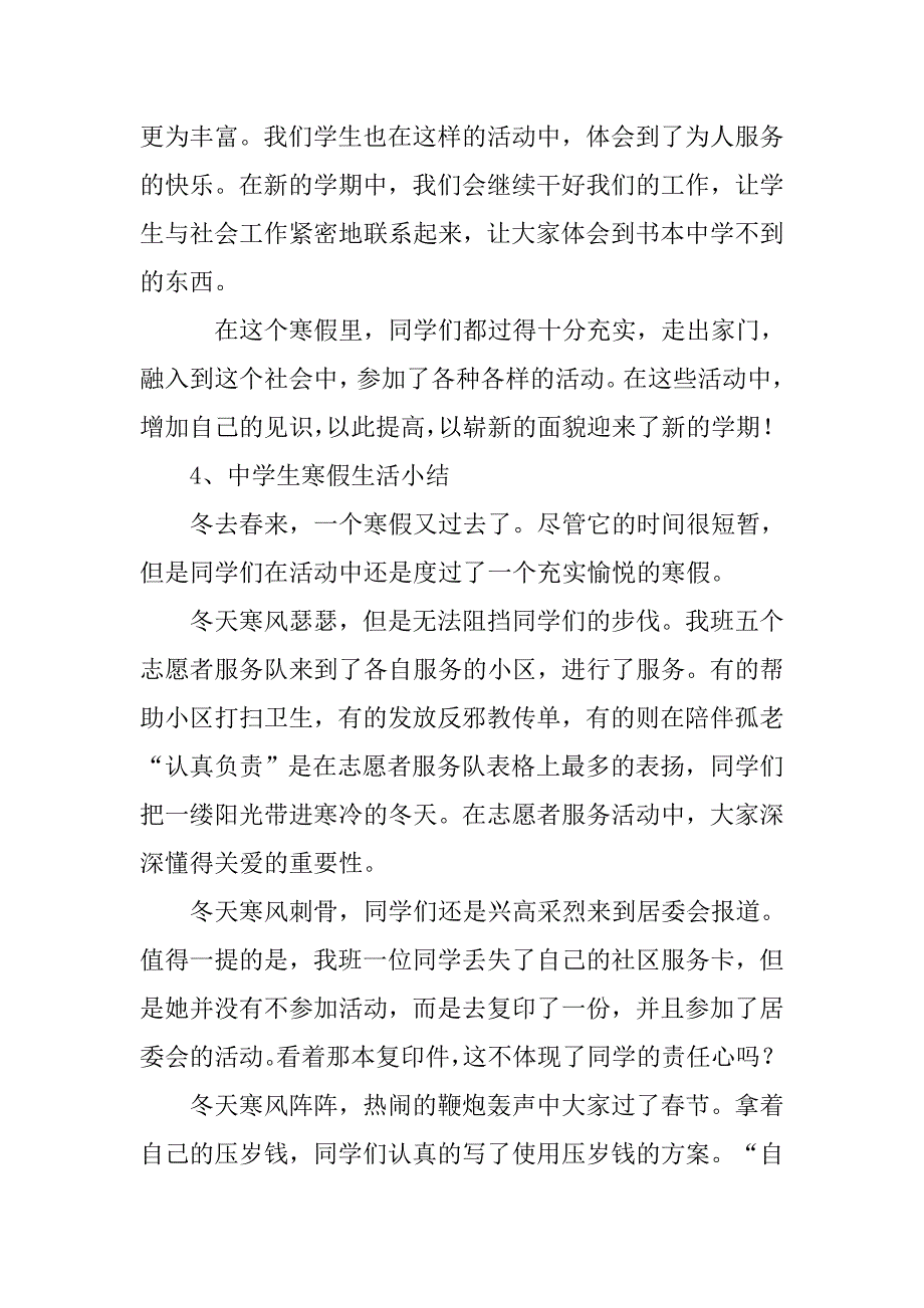 寒假假期生活总结高中_第4页