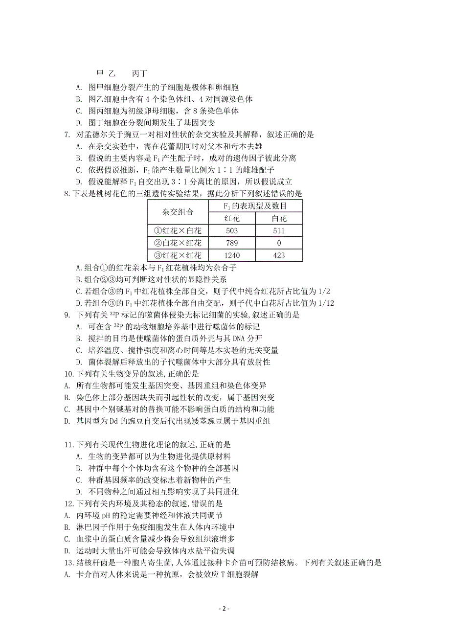 江苏省南京市六校联合体2019届高三上学期12月联考试题 生物---精校Word版含答案_第2页