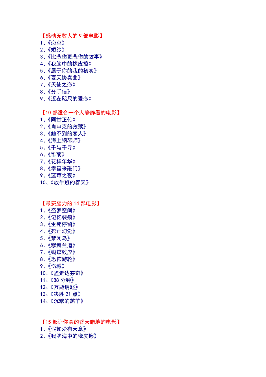 《值得看的电影》word版_第1页