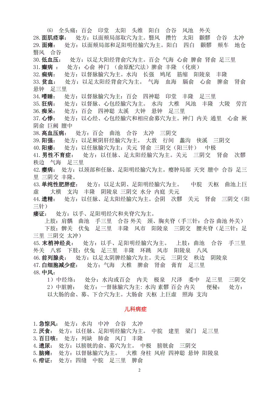 《针灸处方集锦》word版_第2页