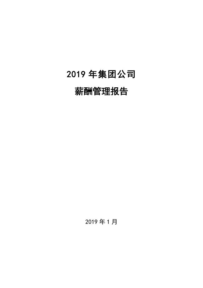 2019年集团公司薪酬管理报告
