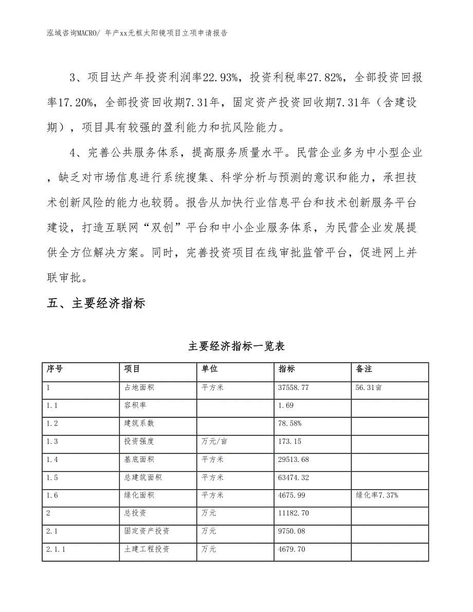 年产xx无框太阳镜项目立项申请报告_第5页