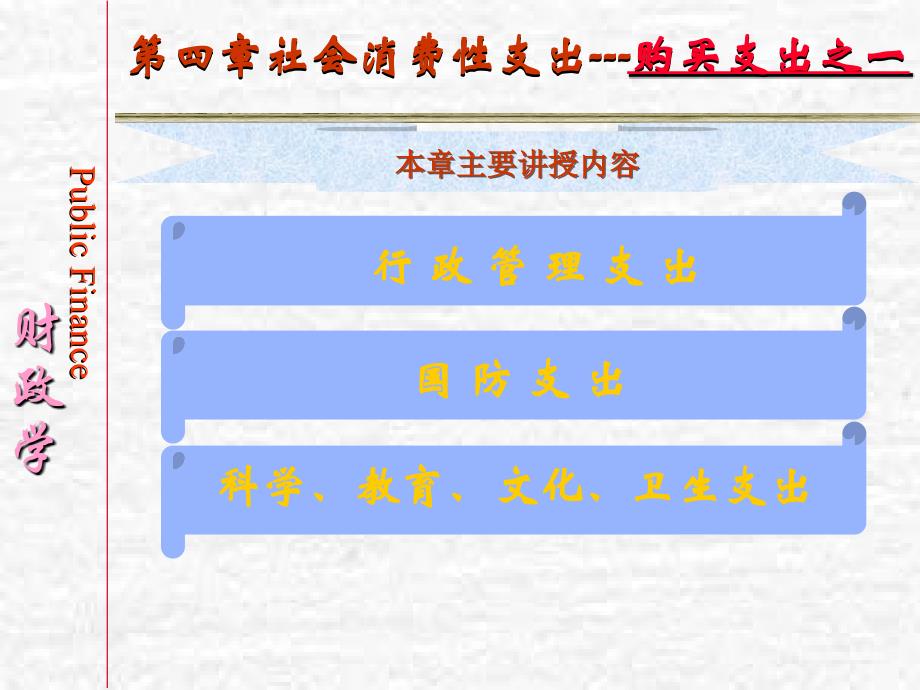 财政学(陈共)第四章购买性支出之一社会消费性支出_第1页