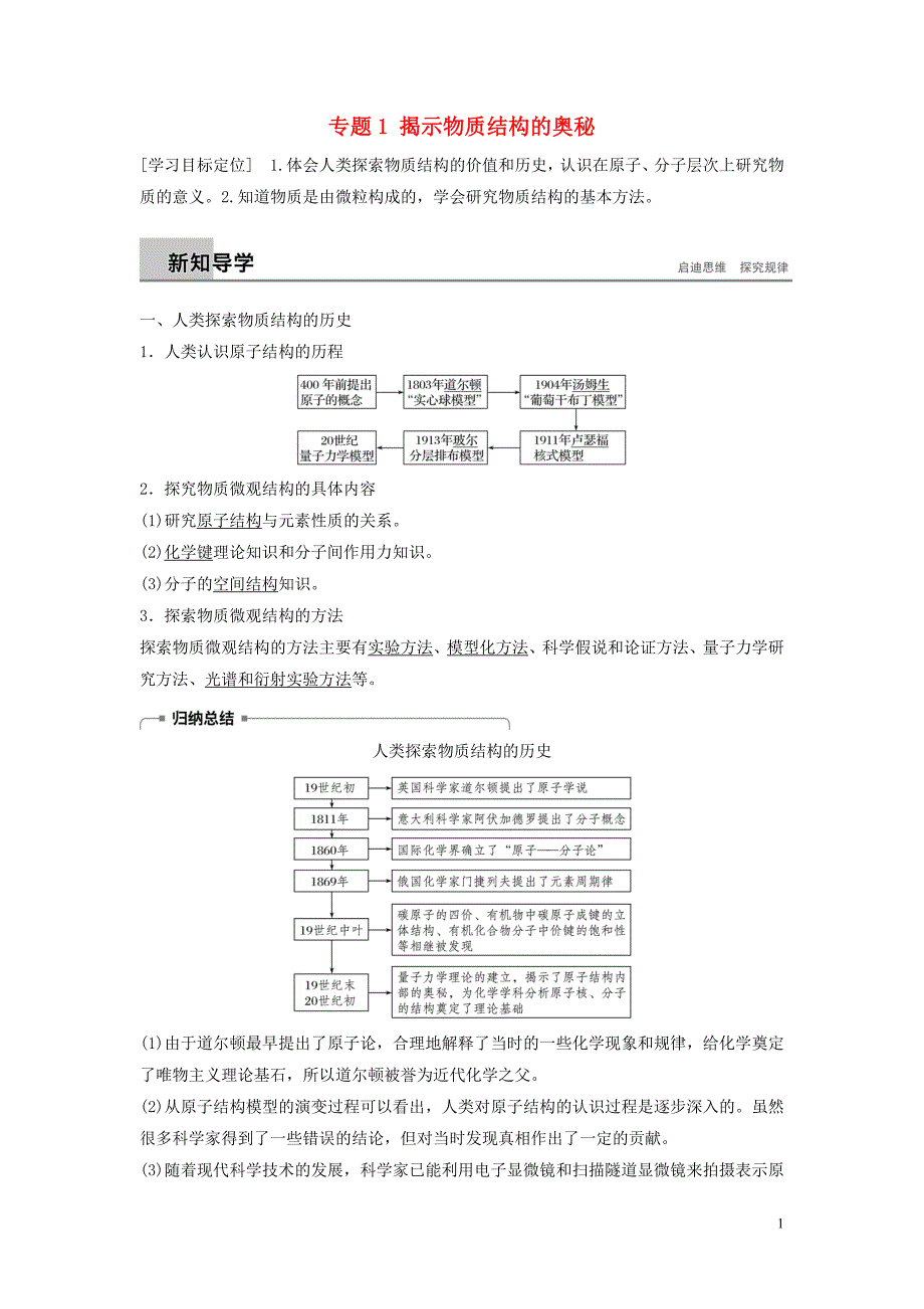 2018-2019版高中化学 专题1 揭示物质结构的奥秘学案 苏教版选修3_第1页