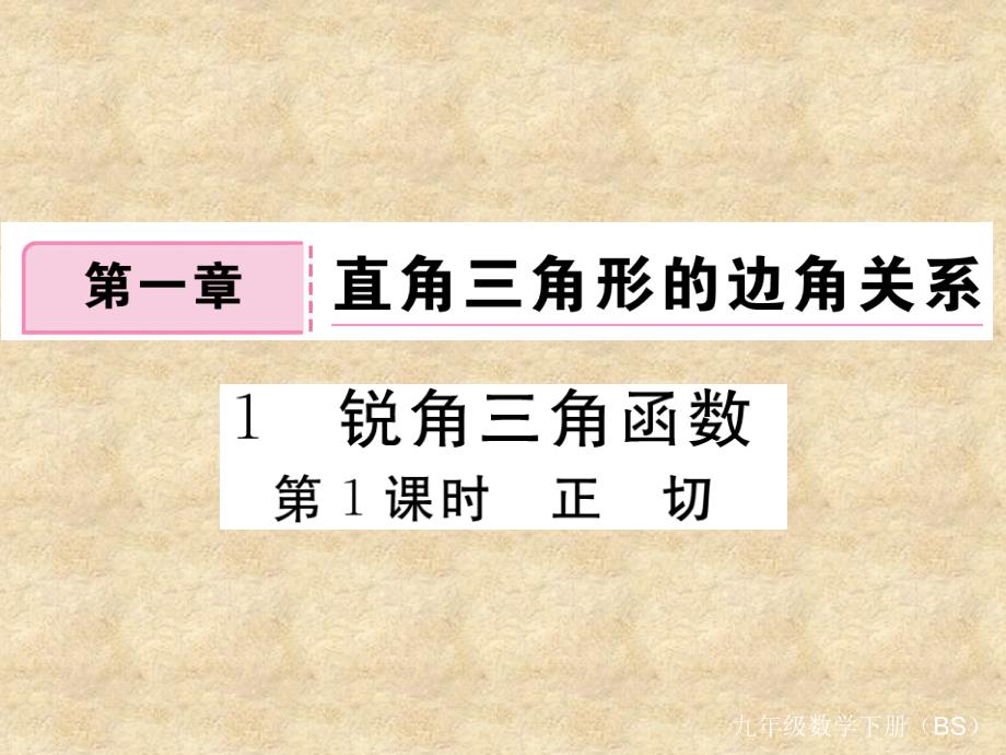 北师大版九年级数学下册练习课件：1.1 第1课时 正切_第1页