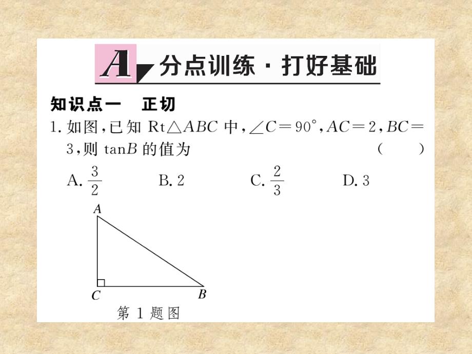 北师大版九年级数学下册练习课件：1.1 第1课时 正切_第3页