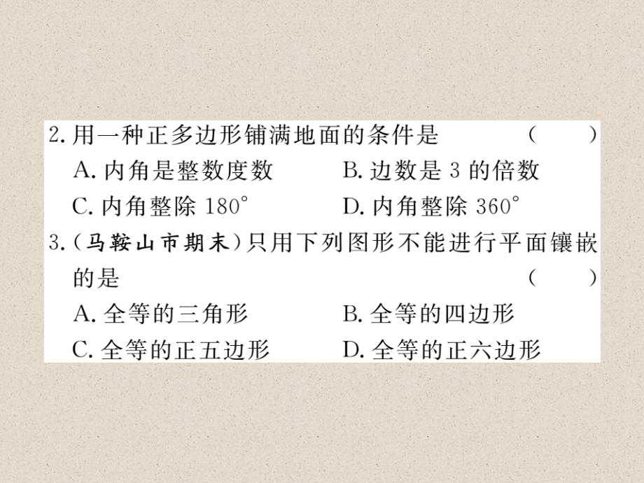 沪科版八年级数学下册练习课件：19.4  综合与实践  多边形的镶嵌_第3页