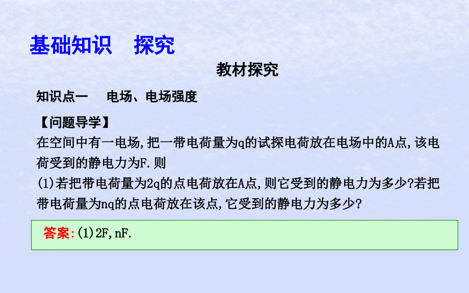 2018-2019学年高中物理 第一章 静电场 第3节 电场强度课件 新人教版选修3-1_第4页