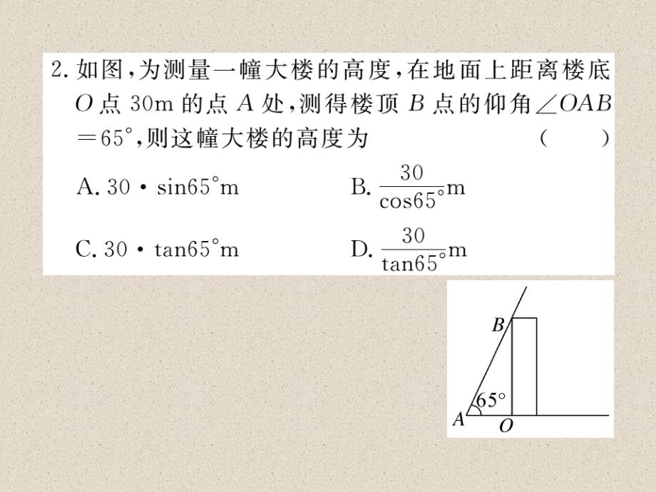 北师大版九年级数学下册练习课件：1.6 利用三角函数测高_第4页