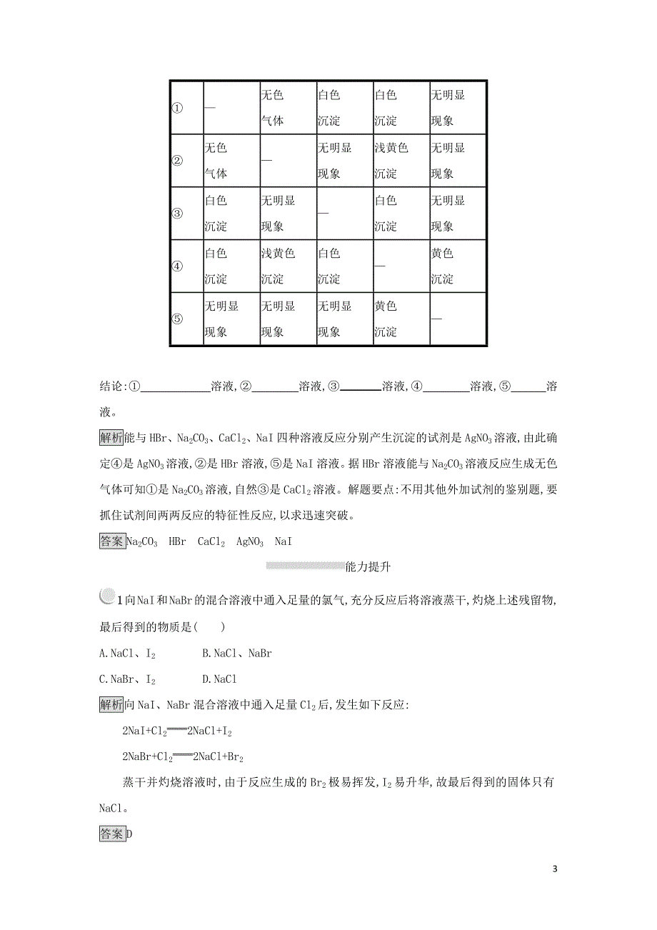 2019年高中化学 第四章 非金属及其化合物 4.2.2 氯离子的检验和卤族元素练习 新人教版必修1_第3页