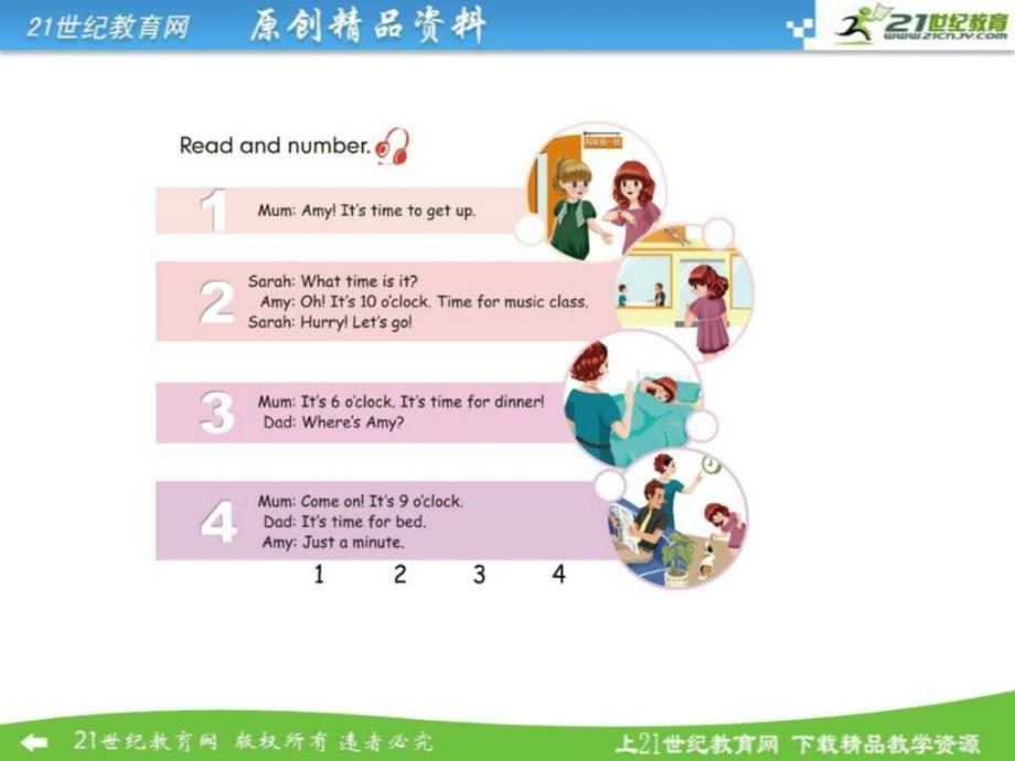 新pep小学英语四年级下册unit2 what time is it b read_第3页