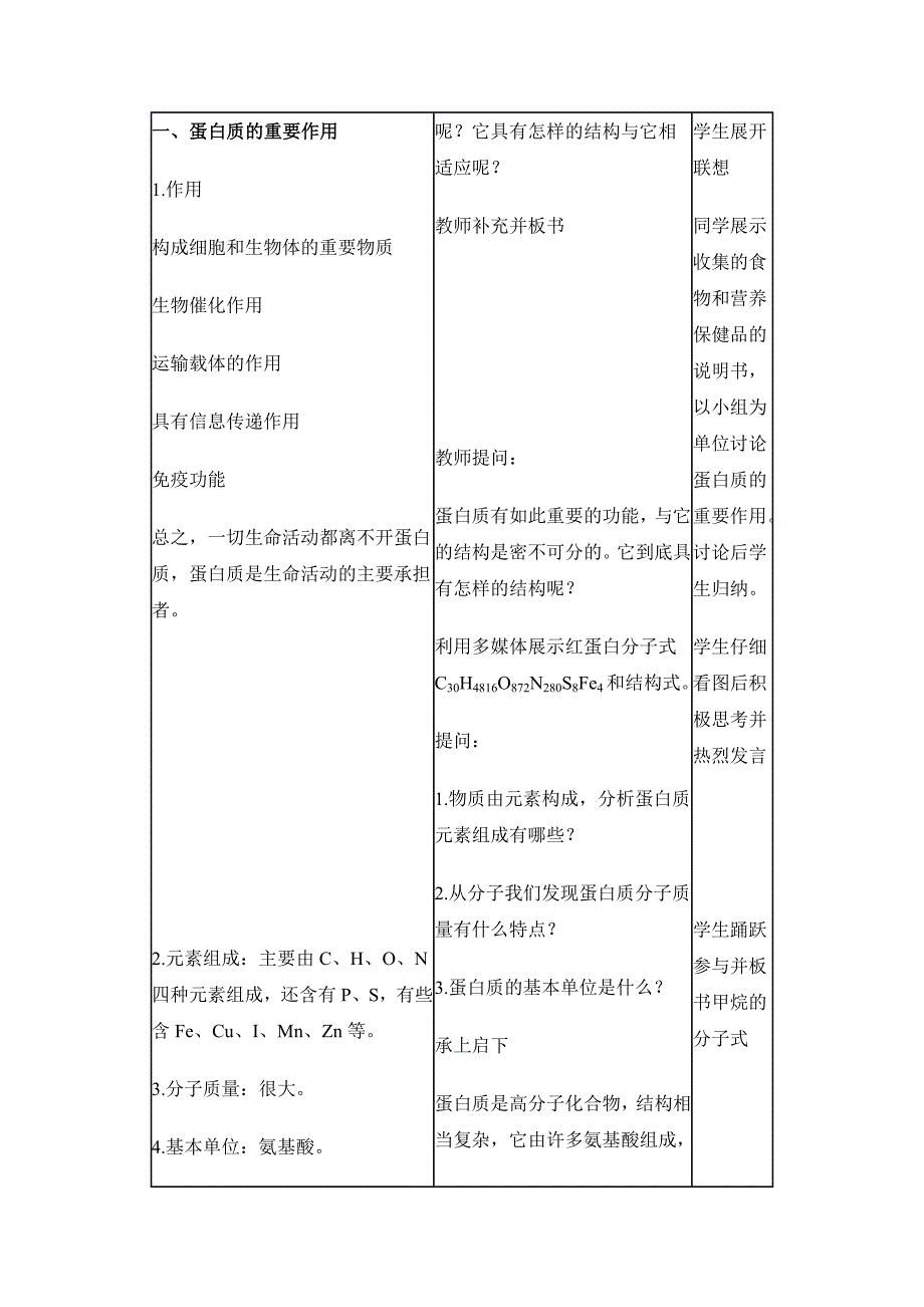 生命活动的主要承担者──蛋白质　教学设计4_第3页