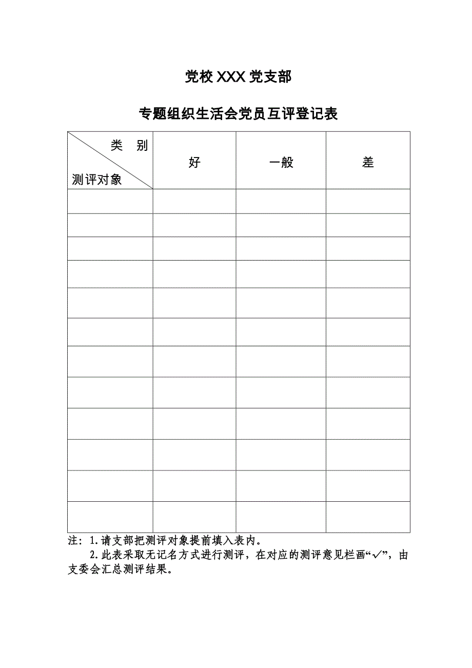 党支部书记履行党建工作直接责任人职责情况满意度测评表_第1页