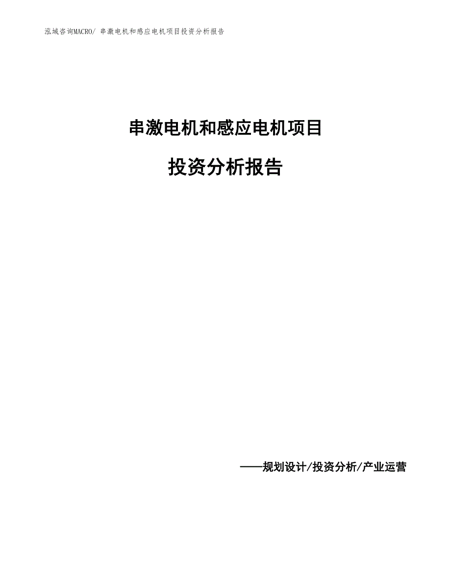 串激电机和感应电机项目投资分析报告_第1页