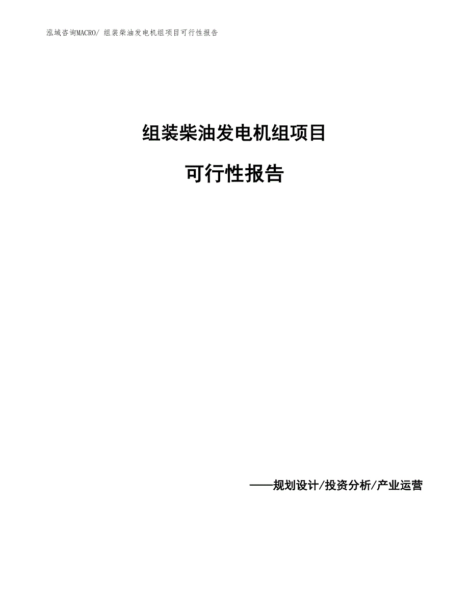 组装柴油发电机组项目可行性报告_第1页