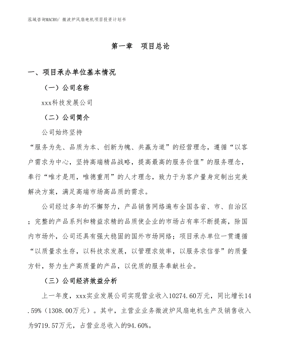 微波炉风扇电机项目投资计划书_第4页