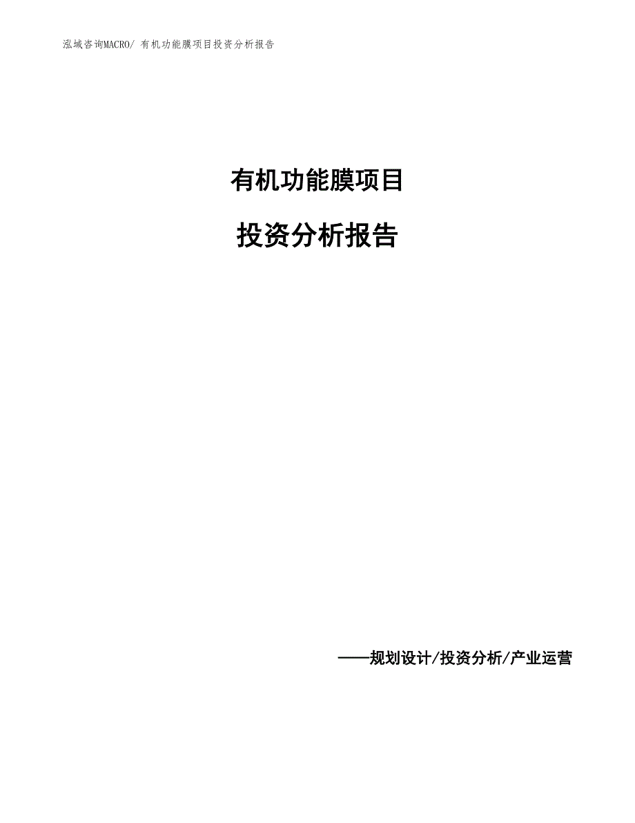 有机功能膜项目投资分析报告_第1页