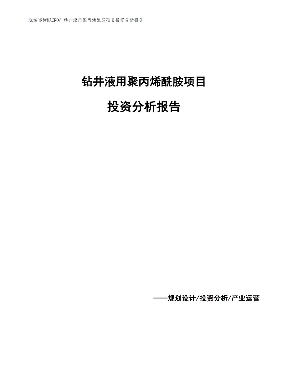 钻井液用聚丙烯酰胺项目投资分析报告_第1页