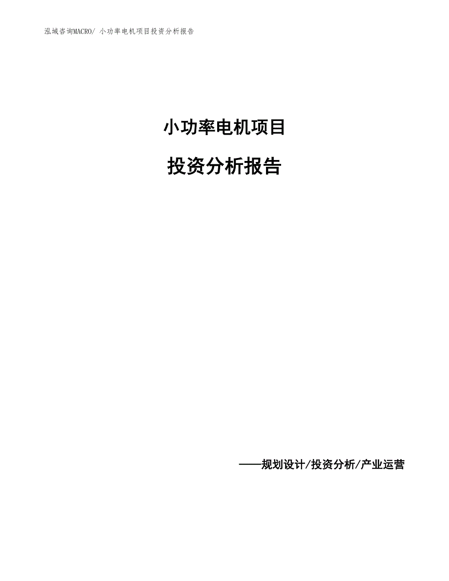 小功率电机项目投资分析报告_第1页