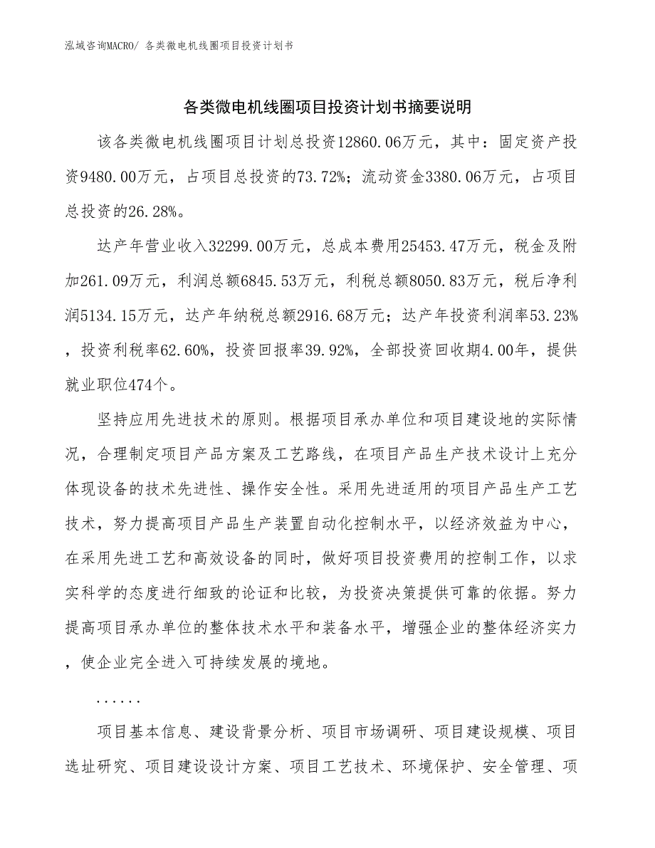 各类微电机线圈项目投资计划书_第2页