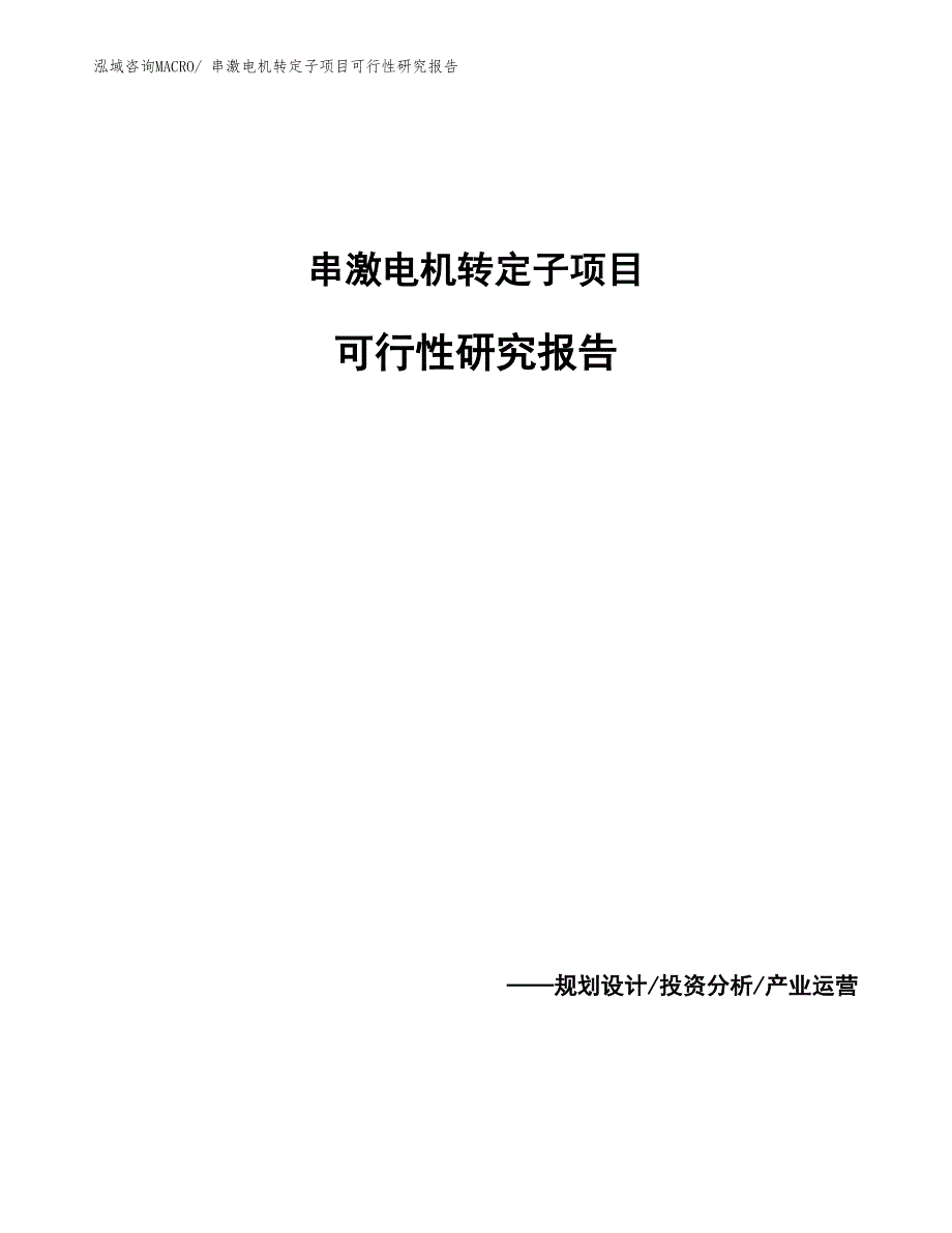 串激电机转定子项目可行性研究报告_第1页