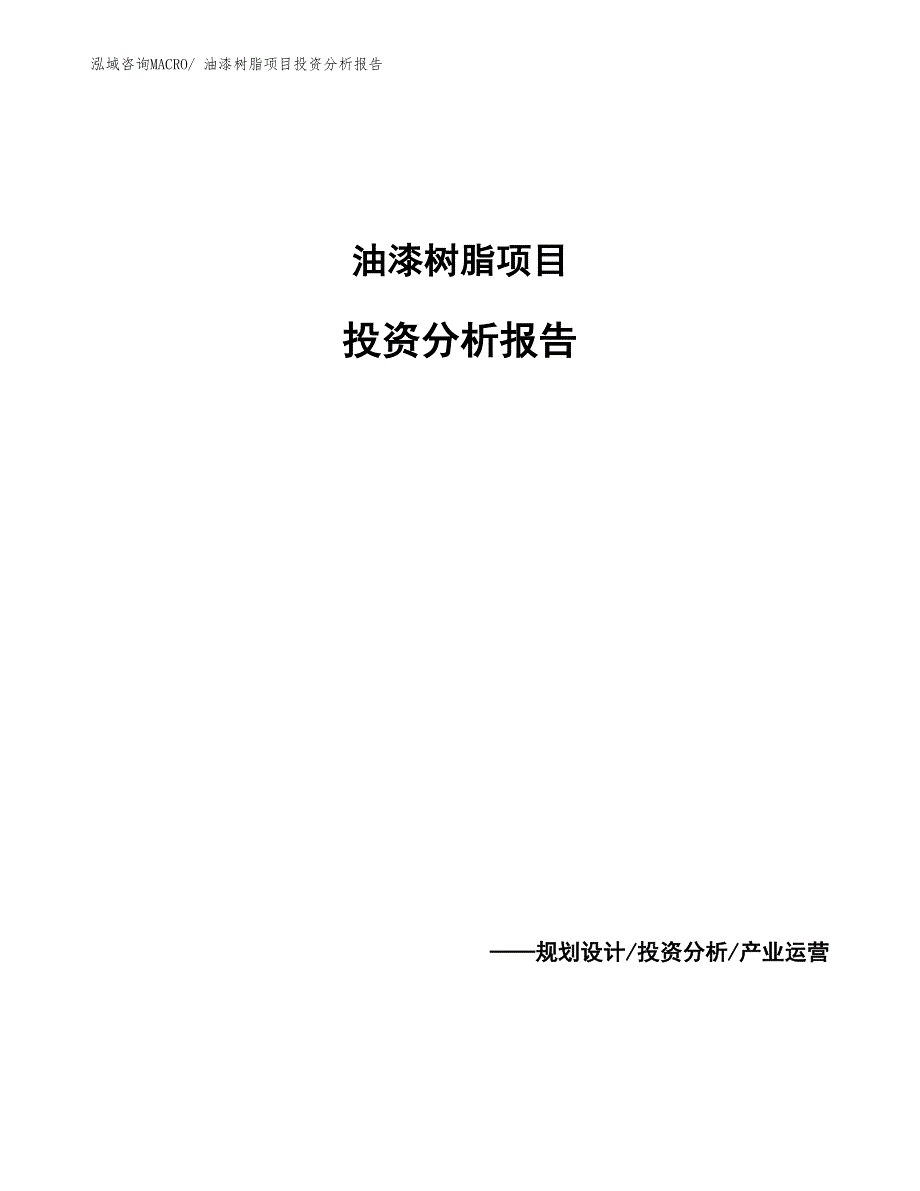 油漆树脂项目投资分析报告_第1页