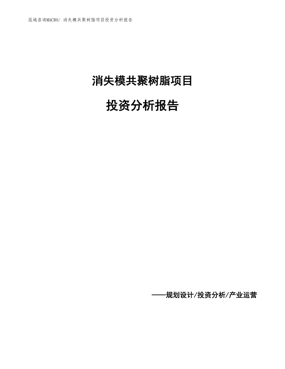 消失模共聚树脂项目投资分析报告_第1页