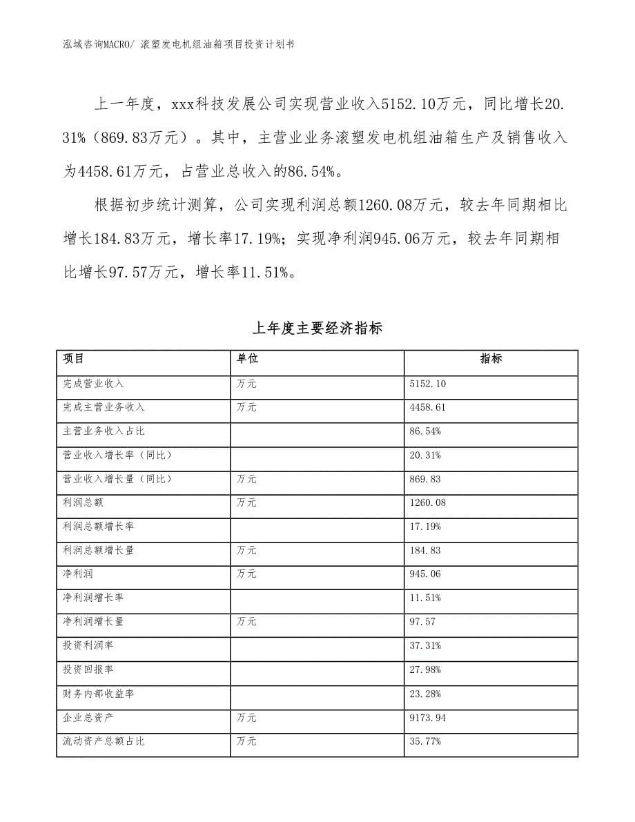 滚塑发电机组油箱项目投资计划书_第5页