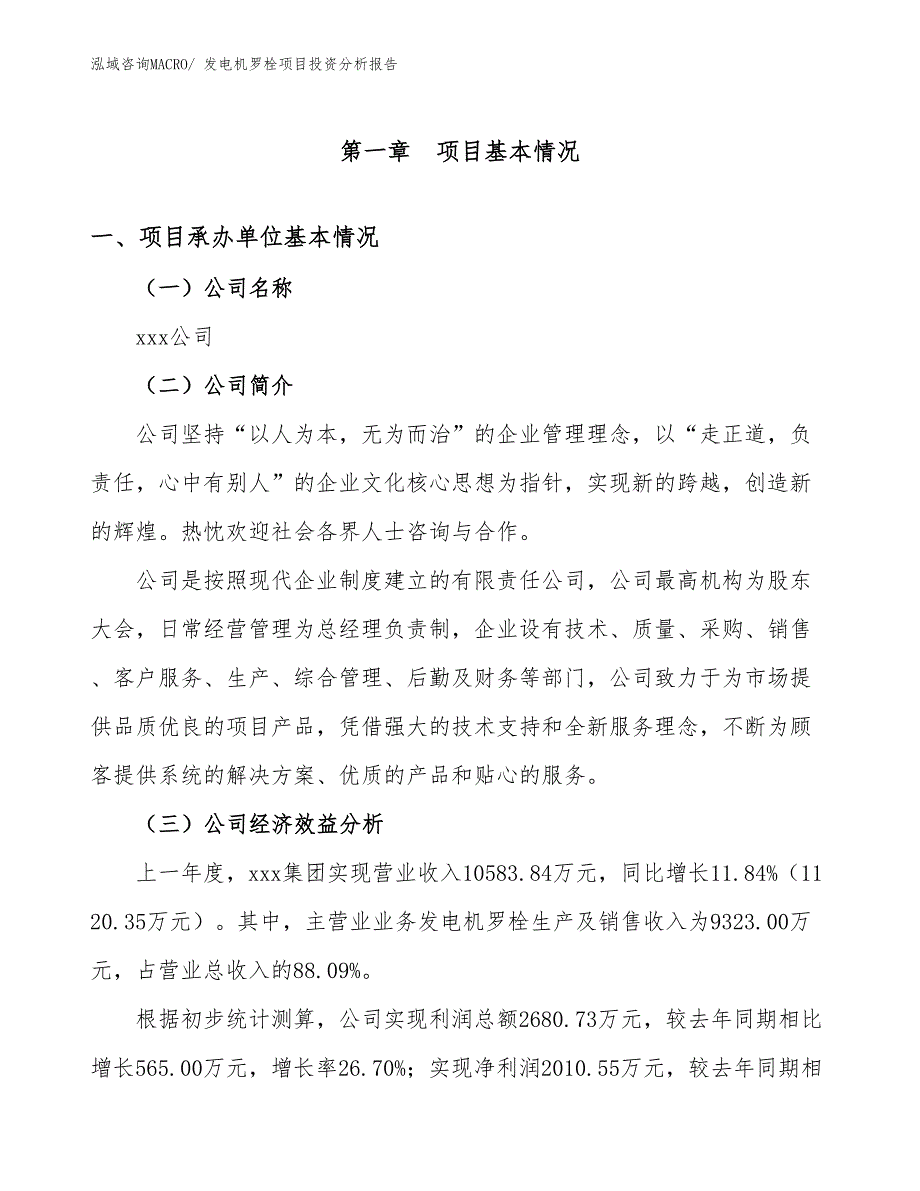 发电机罗栓项目投资分析报告_第4页