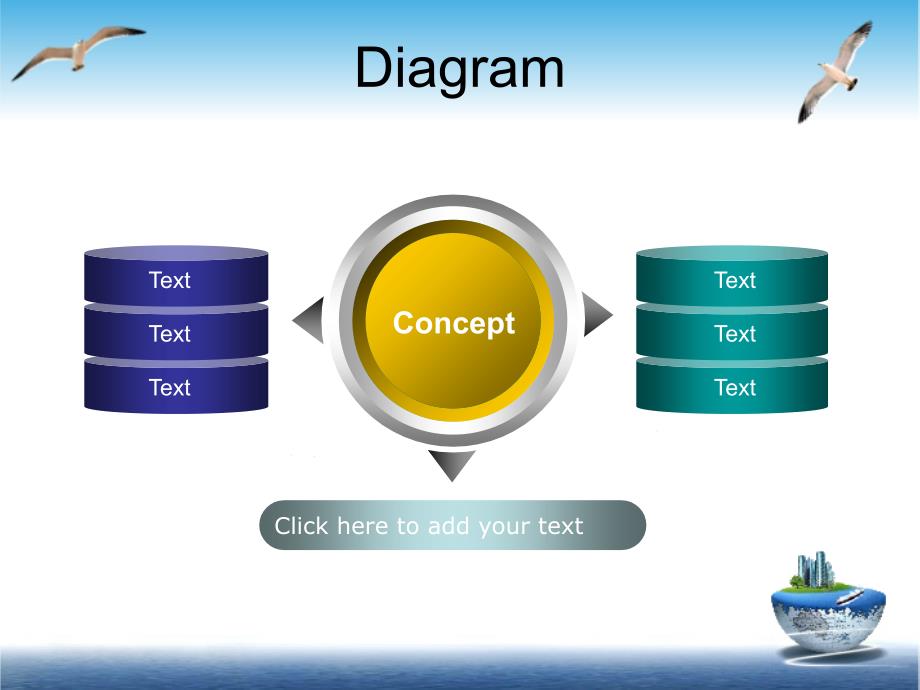 ppt经典模板——蓝色地球海鸥清新背景商务或其他用途ppt模板_第3页