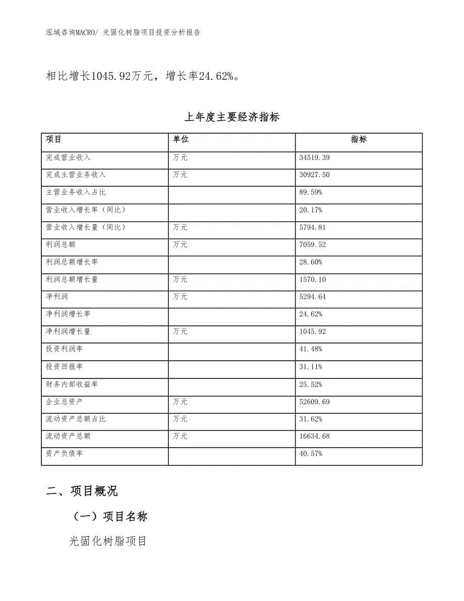 光固化树脂项目投资分析报告_第5页