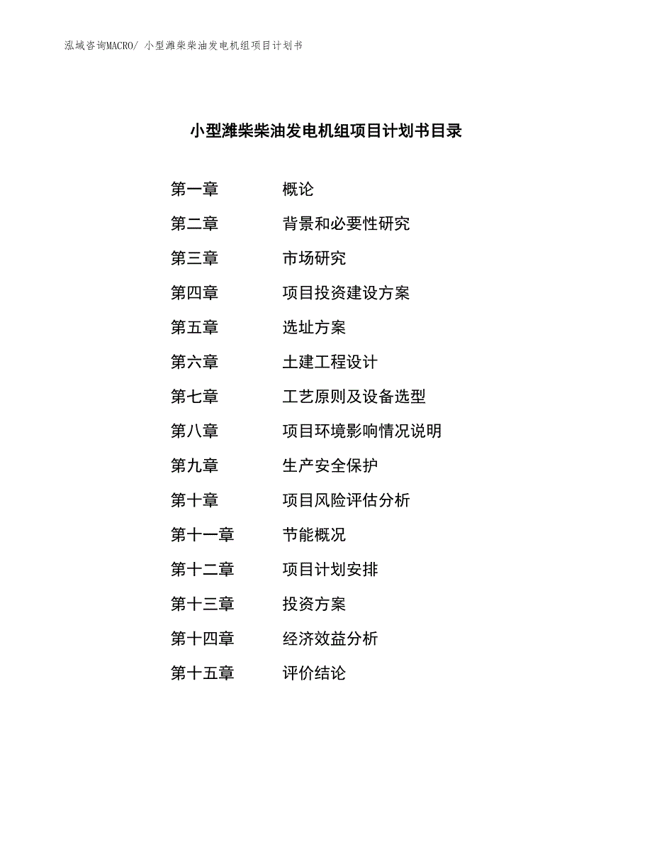 小型潍柴柴油发电机组项目计划书_第3页