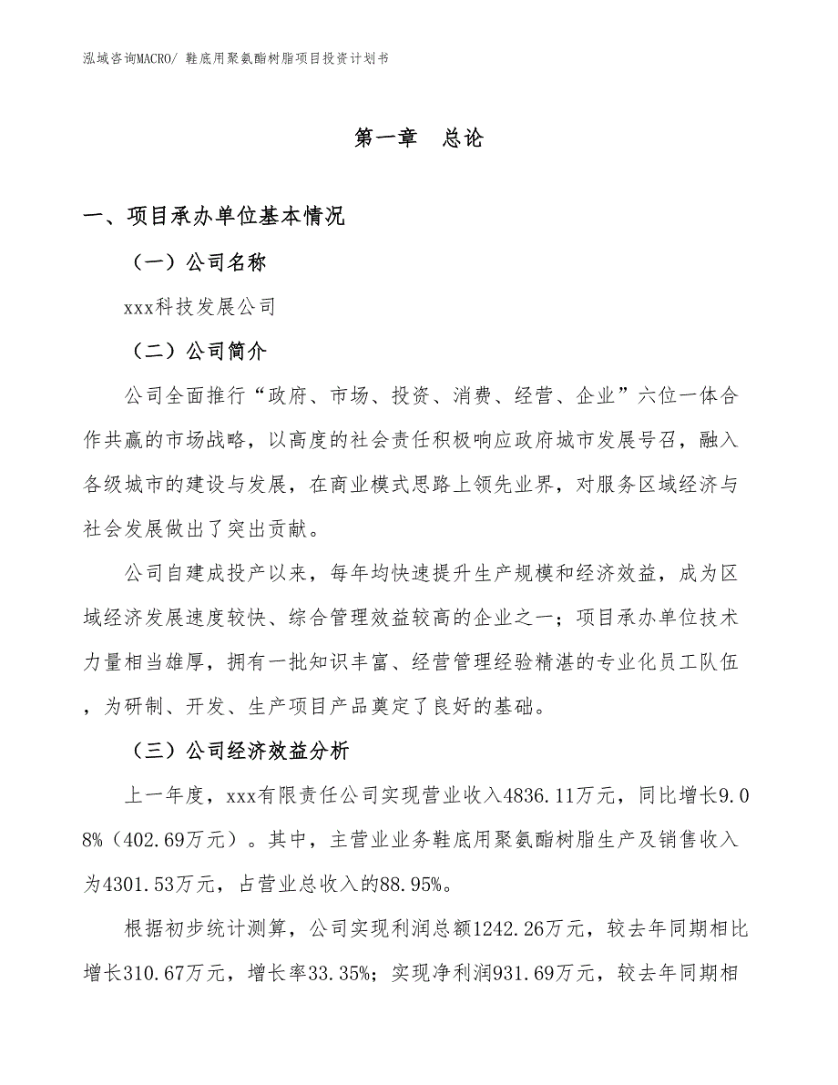 鞋底用聚氨酯树脂项目投资计划书_第4页