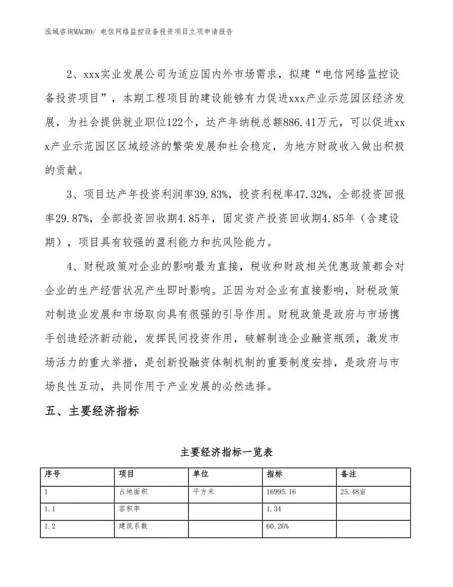 电信网络监控设备投资项目立项申请报告_第5页