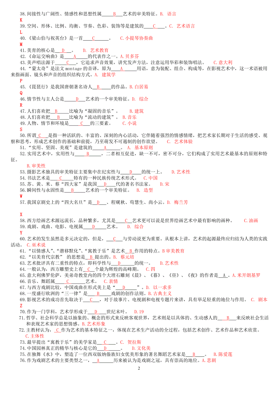 2019年电大艺术学概论考试必考重点【已排版】_第2页