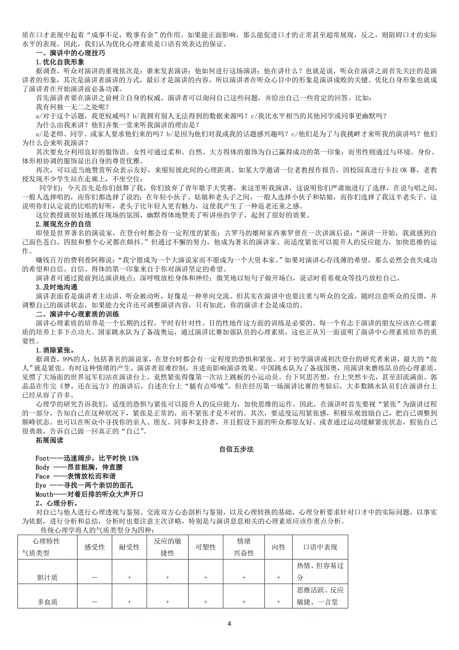 2019电大《演讲与口才》最新考试必考重点_第4页