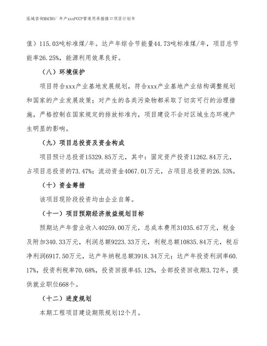 年产xxxPCCP管道用承插接口项目计划书_第5页