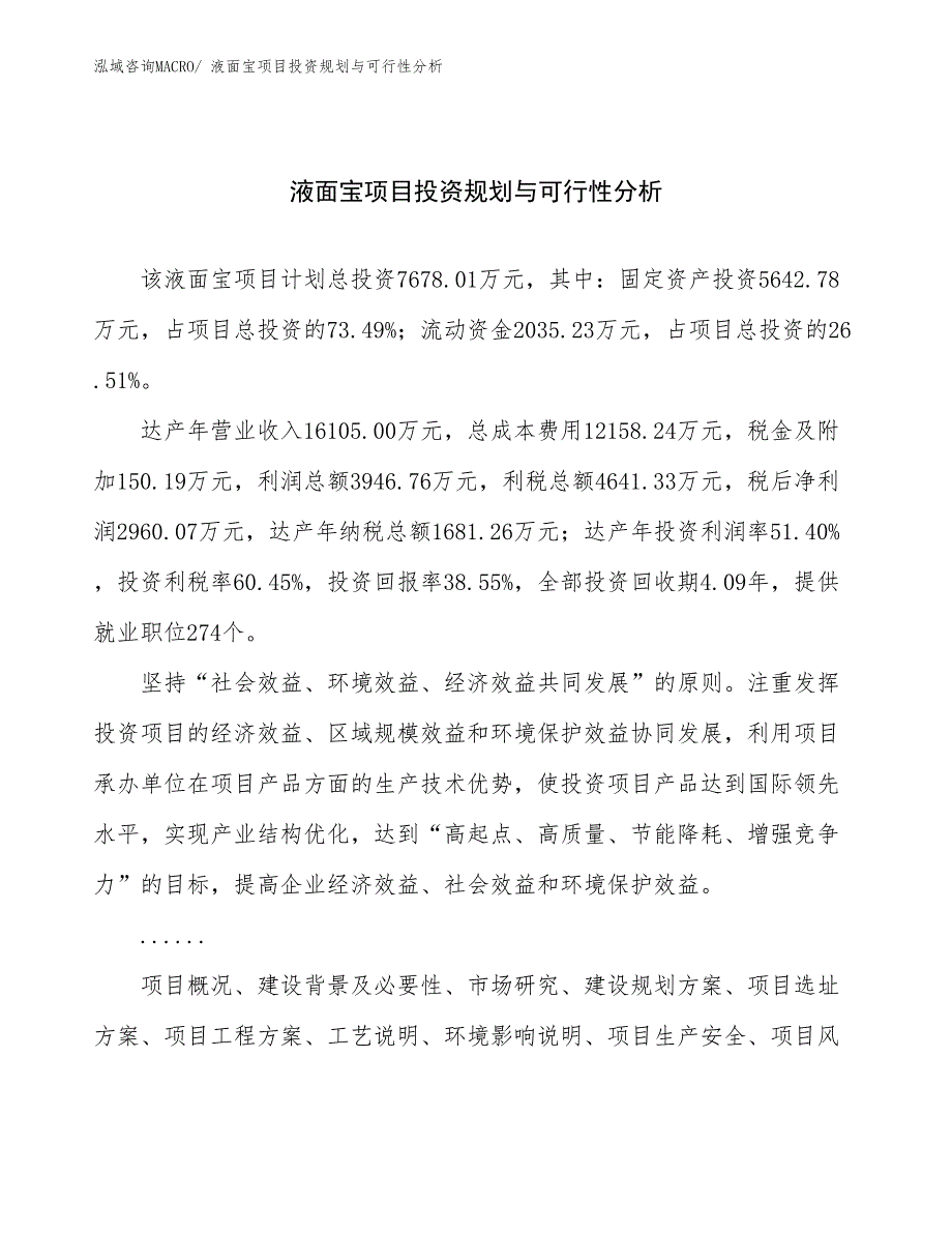 液面宝项目投资规划与可行性分析_第1页