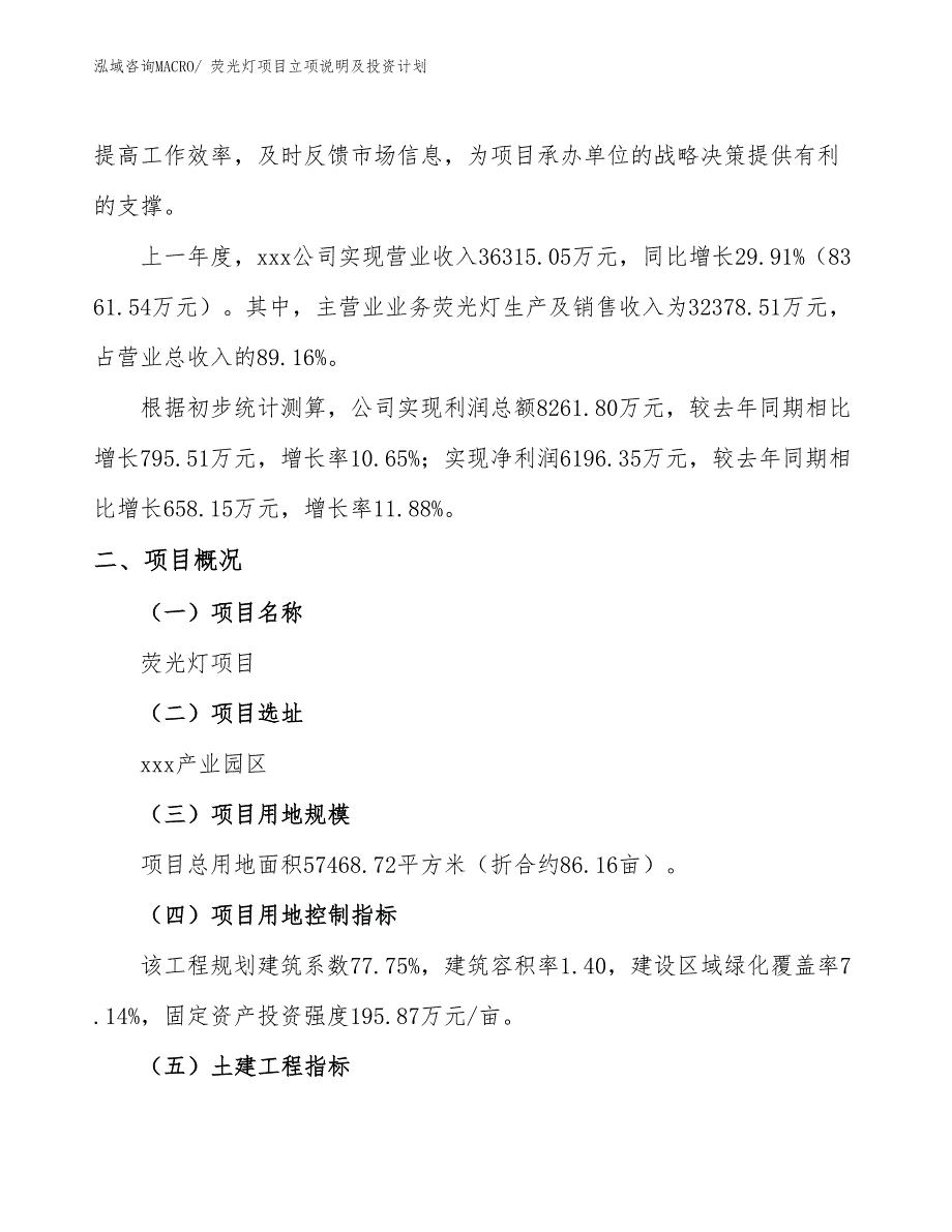 荧光灯项目立项说明及投资计划_第2页